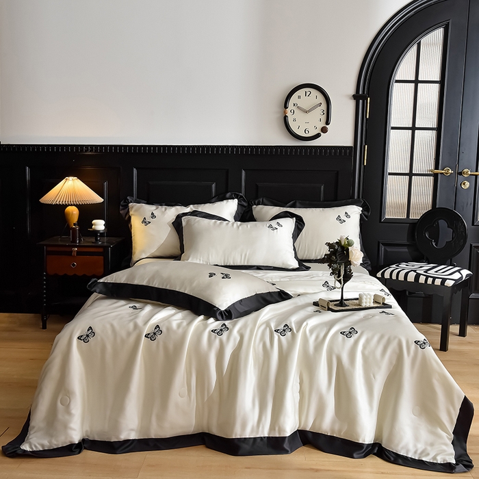 91家纺网 家纺一手货源 找家纺 （总）大麦家纺 2025新款水洗天丝绣花款夏被四件套