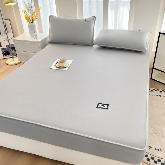 91家纺网 家纺一手货源 找家纺 子曰 2025新款A类高分子PE小清新凉感席系列-床笠款 小清新-灰