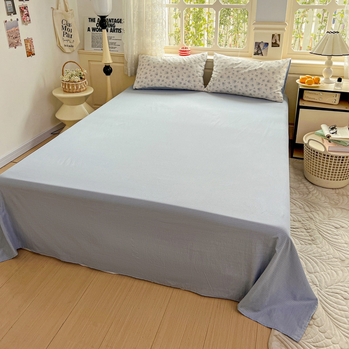 91家纺网 家纺一手货源 找家纺 一比一 2026新款云感皱皱双层纱四件套-简单款 兰黛