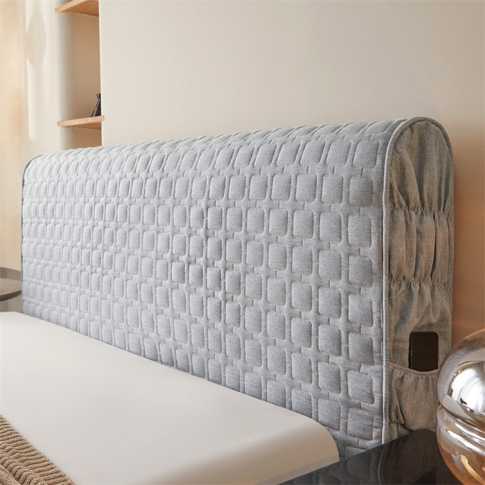 91家纺网 家纺一手货源 找家纺 情恒家纺 2025新款麻布全包床头罩 麻布-烟雾灰