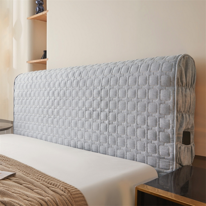 91家纺网 家纺一手货源 找家纺 情恒家纺 2025新款麻布全包床头罩 麻布-烟雾灰