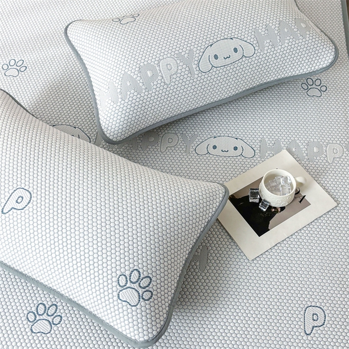 91家纺网 家纺一手货源 找家纺 雯豆家纺 2025新款PE凉感提花冰丝床笠三件套全包中分子床罩床垫保护套 大耳朵朵-床笠款