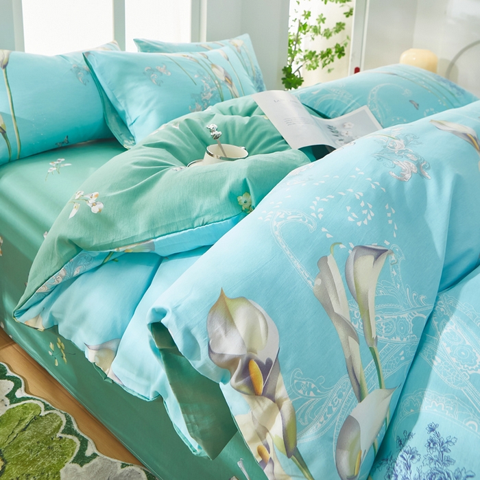 91家纺网 家纺一手货源 找家纺 黛妮雅 2025新款AB版全棉印花床单款全棉四件套 送买家秀   百合情缘