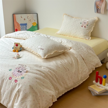 潘朵拉家纺 2025新款全棉双层纱面包超人系列四件套 面包超人黄