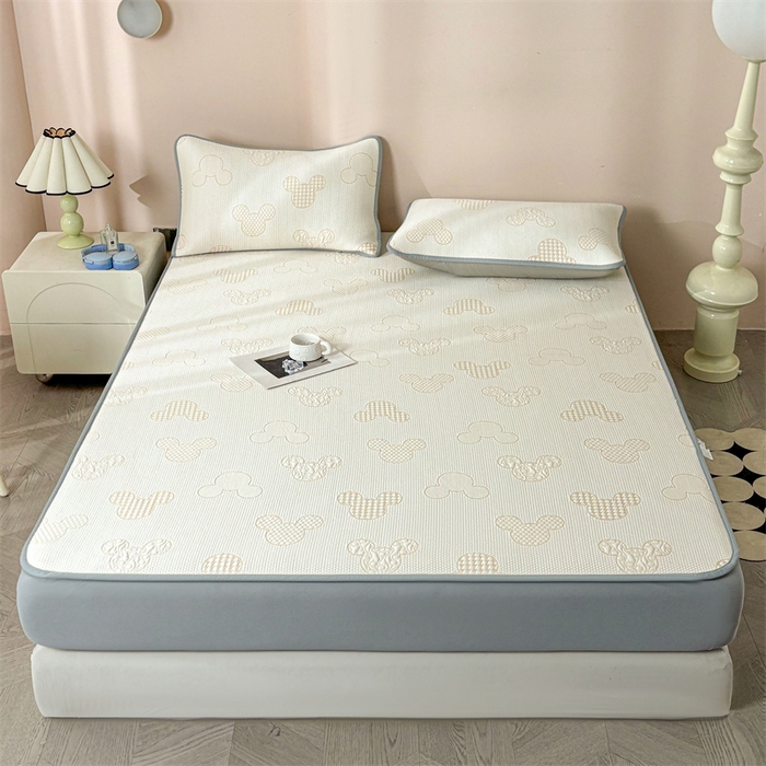 91家纺网 家纺一手货源 找家纺 （总）雯豆家纺 2025新款PE凉感提花冰丝床笠三件套全包中分子床罩床垫保护套