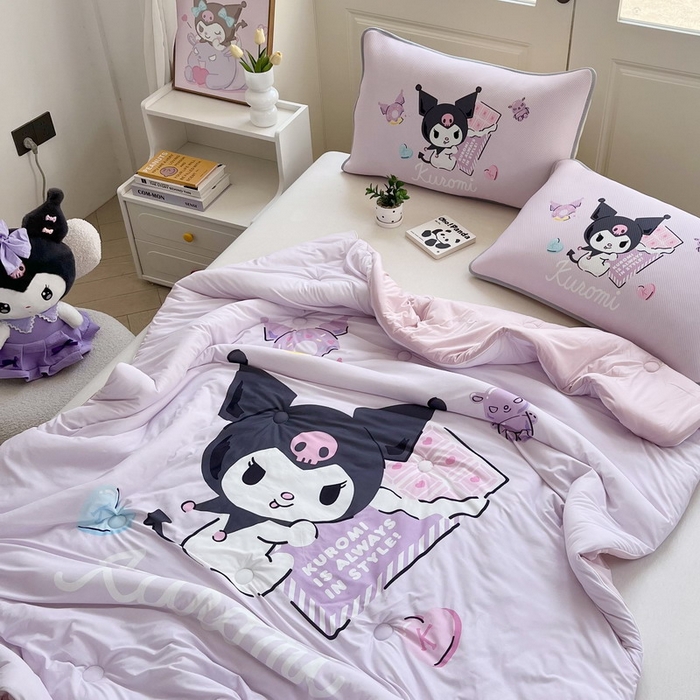 91家纺网 家纺一手货源 找家纺 蘭菲家纺 2025新款三丽鸥卡通印花夏被 巧克力