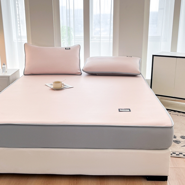 91家纺网 家纺一手货源 找家纺 子曰 2025新款A类高分子PE小清新凉感席系列-床笠款 小清新-粉