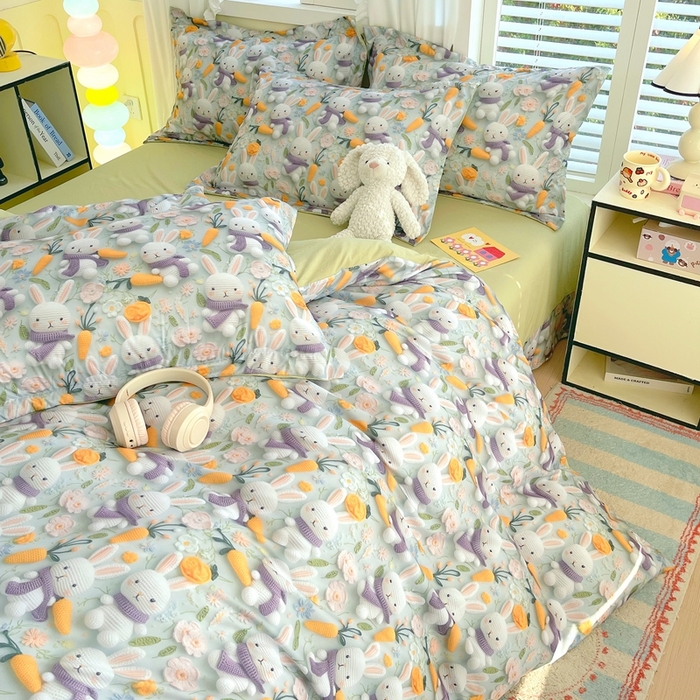 91家纺网 家纺一手货源 找家纺 （总）恋之语 2025新款数码印花四件套卡通款