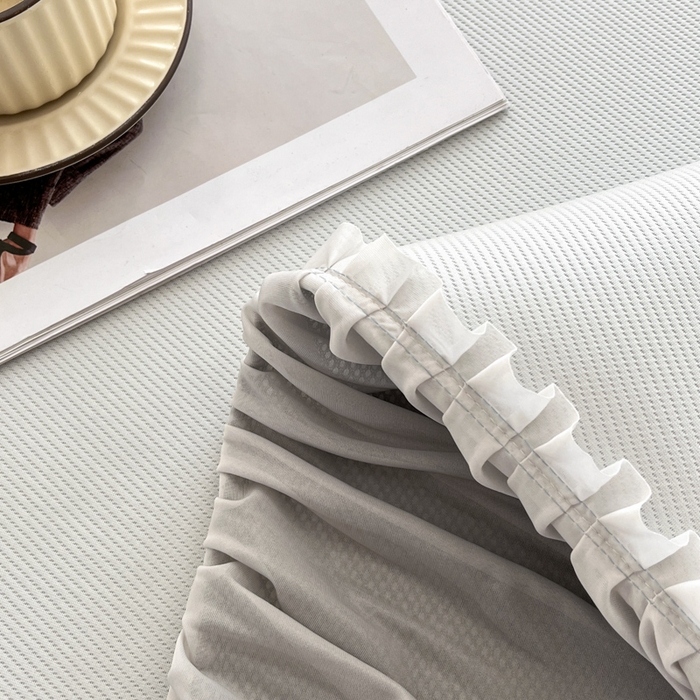 91家纺网 家纺一手货源 找家纺 子曰 2025新款A类高分子PE小清新凉感席系列-床裙款  小清新-白