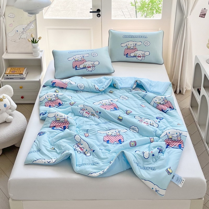 91家纺网 家纺一手货源 找家纺 蘭菲家纺 2025新款三丽鸥卡通印花夏被 聚餐小版