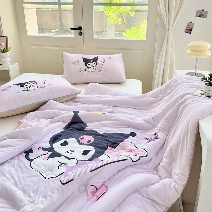 91家纺网 家纺一手货源 找家纺 蘭菲家纺 2025新款三丽鸥卡通印花夏被 巧克力