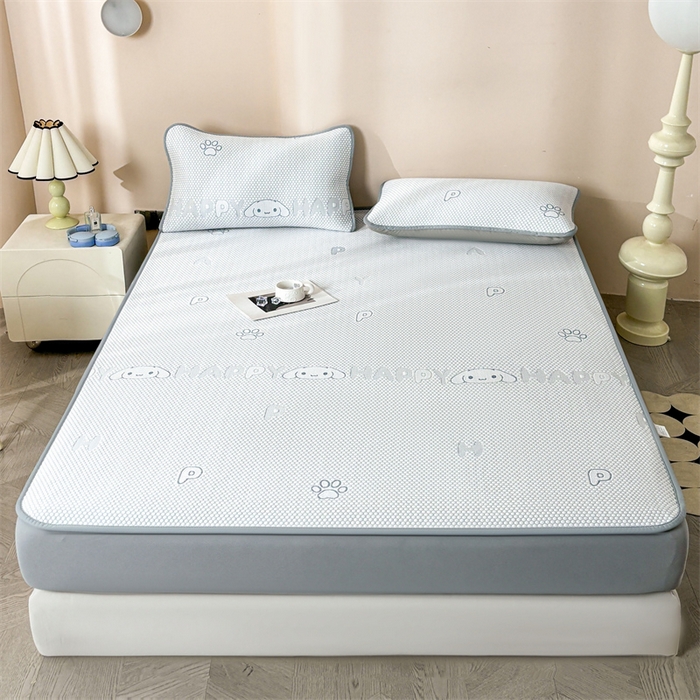 91家纺网 家纺一手货源 找家纺 雯豆家纺 2025新款PE凉感提花冰丝床笠三件套全包中分子床罩床垫保护套 大耳朵朵-床笠款