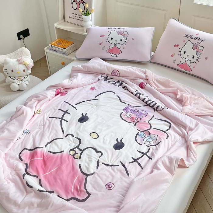 91家纺网 家纺一手货源 找家纺 蘭菲家纺 2025新款三丽鸥卡通印花夏被 甜睿