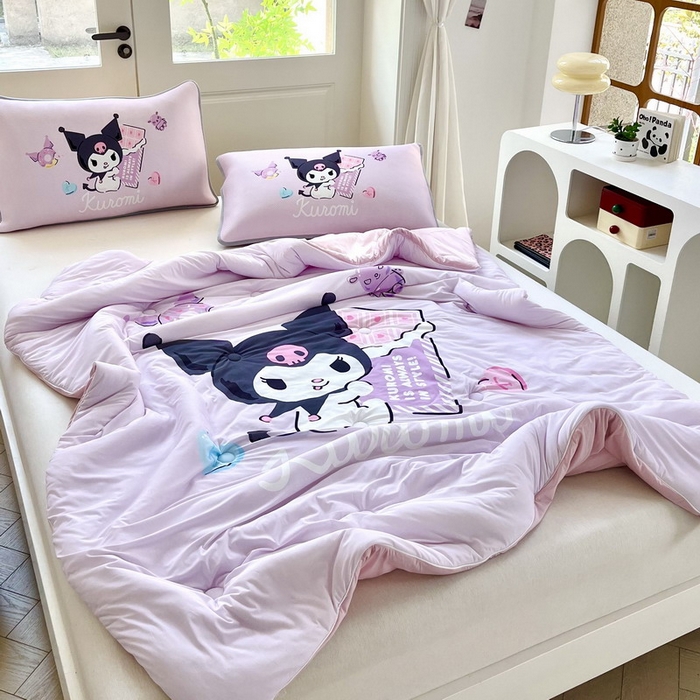 91家纺网 家纺一手货源 找家纺 蘭菲家纺 2025新款三丽鸥卡通印花夏被 巧克力