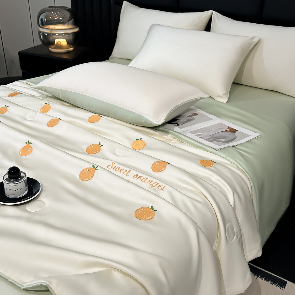 91家纺网 家纺一手货源 找家纺 （总）利欧 2025新款水洗天丝满绣刺绣床单床笠款夏被四件套