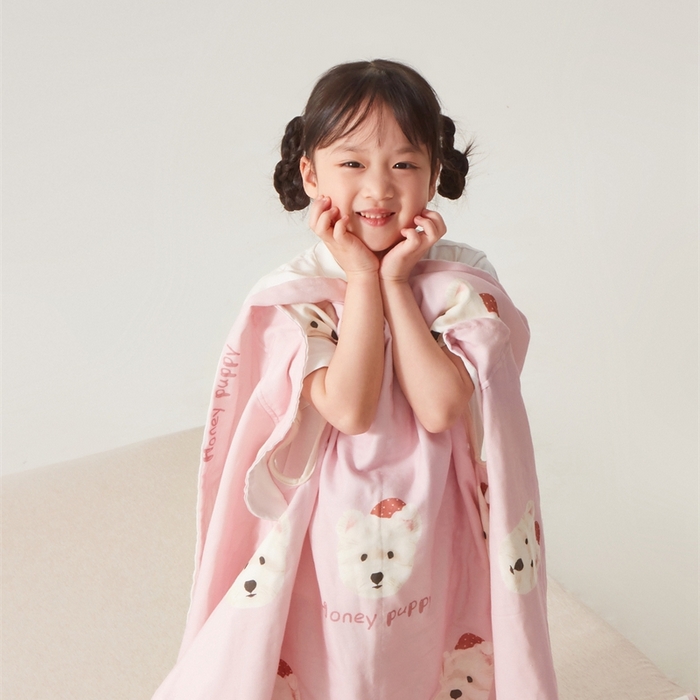 91家纺网 家纺一手货源 找家纺 艾佳宝贝 2025A类全棉纱布护肚防踢睡袋多功能盖毯宝宝夏被 乖萌小狗