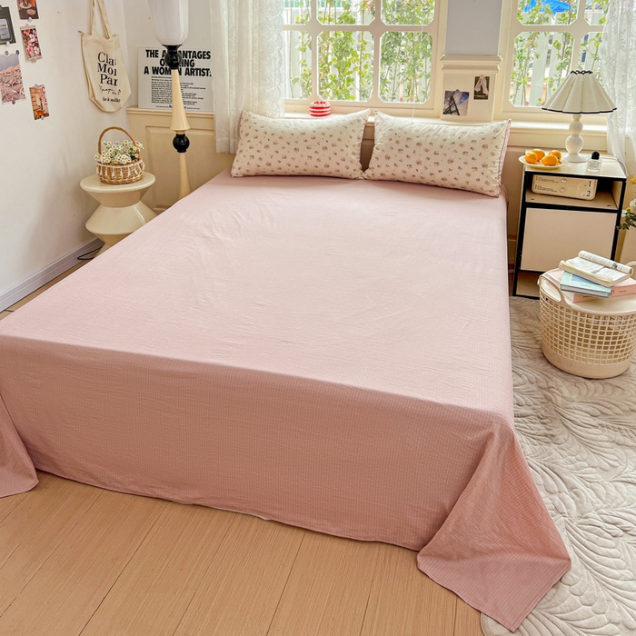 91家纺网 家纺一手货源 找家纺 一比一 2026新款云感皱皱双层纱四件套-简单款 梦境