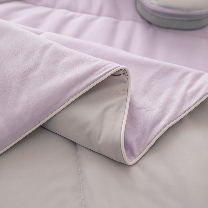 91家纺网 家纺一手货源 找家纺 茧羽世家 2025新款沁柔双镜抗菌系列夏被夏凉被空调被 风信紫拼灰