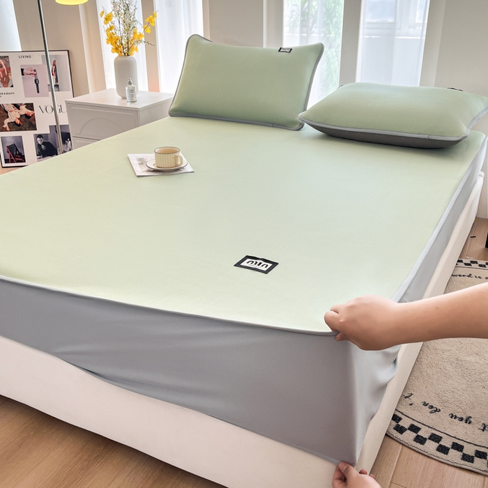 91家纺网 家纺一手货源 找家纺 子曰 2025新款A类高分子PE小清新凉感席系列-床笠款 小清新-绿