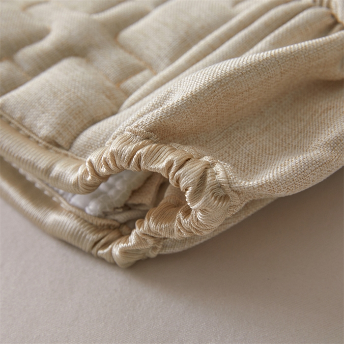 91家纺网 家纺一手货源 找家纺 情恒家纺 2025新款麻布全包床头罩 麻布-奶白色