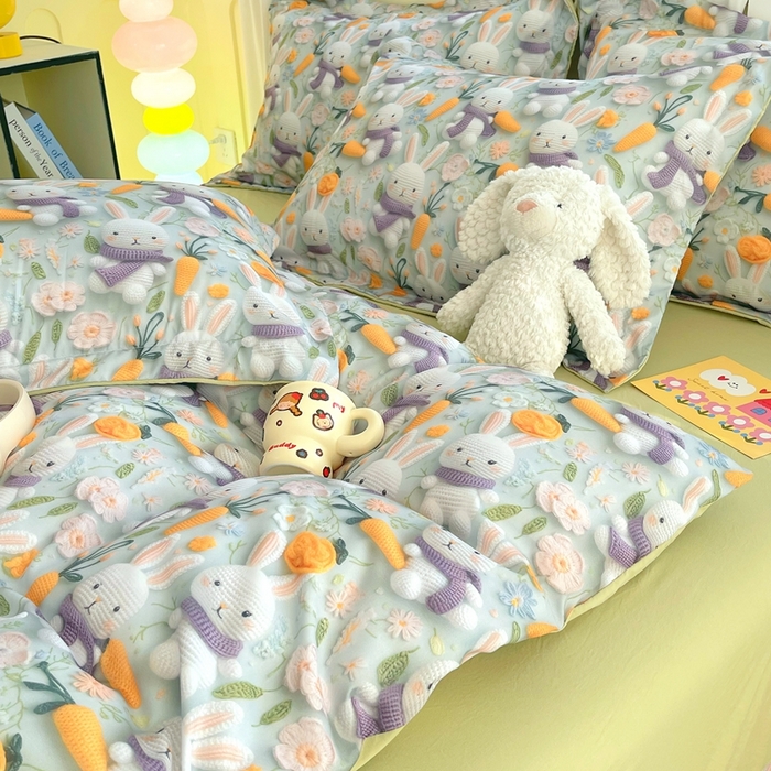 91家纺网 家纺一手货源 找家纺 （总）恋之语 2025新款数码印花四件套卡通款