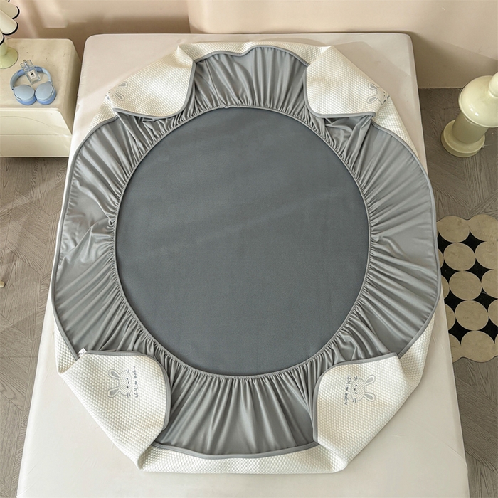 91家纺网 家纺一手货源 找家纺 雯豆家纺 2025新款PE凉感提花冰丝床笠三件套全包中分子床罩床垫保护套 吉祥兔-床笠款