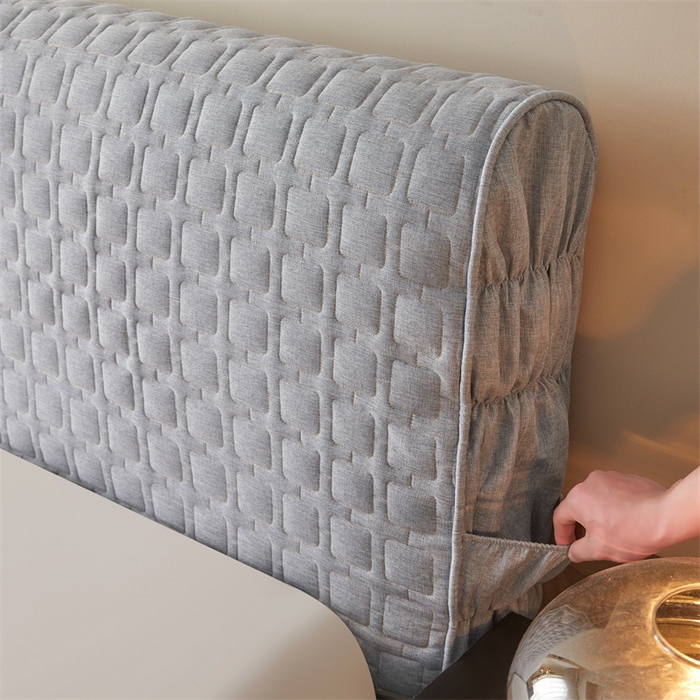 91家纺网 家纺一手货源 找家纺 情恒家纺 2025新款麻布全包床头罩 麻布-烟雾灰