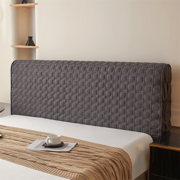 91家纺网 家纺一手货源 找家纺 情恒家纺 2025新款麻布全包床头罩 麻布-墨青灰