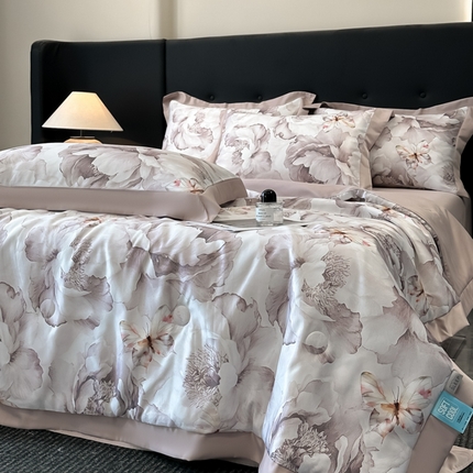 91家纺网 家纺一手货源 找家纺 （总）花漾家居 2025新款数码水洗天丝单夏被夏被四件套