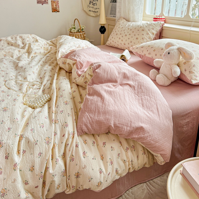 91家纺网 家纺一手货源 找家纺 一比一 2026新款云感皱皱双层纱四件套-简单款 梦境