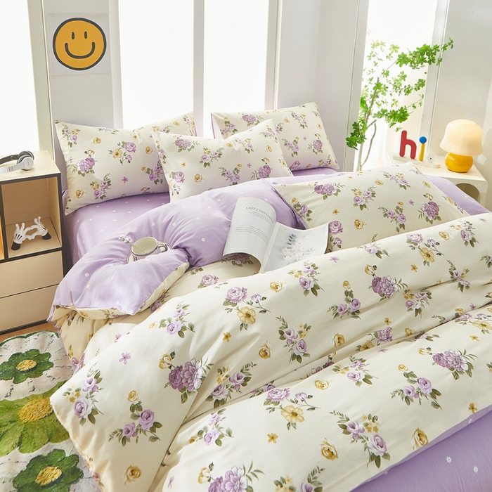 91家纺网 家纺一手货源 找家纺 黛妮雅 2025新款AB版全棉印花床单款全棉四件套 送买家秀 爱的花海