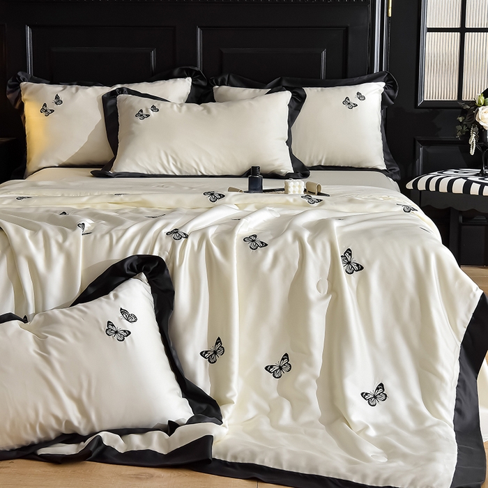 91家纺网 家纺一手货源 找家纺 （总）大麦家纺 2025新款水洗天丝绣花款夏被四件套