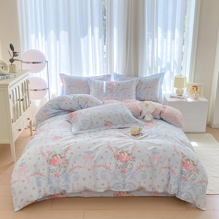 91家纺网 家纺一手货源 找家纺 凌鼎 2025新款13070全棉印花款四件套 爱连娜兰