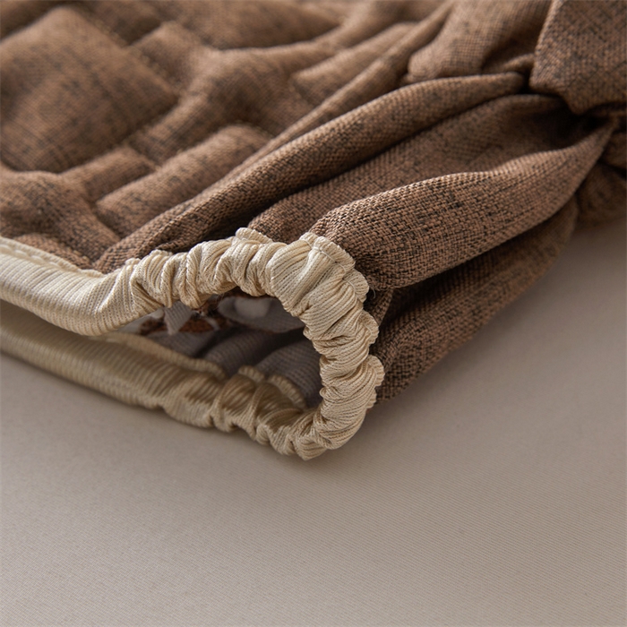 91家纺网 家纺一手货源 找家纺 情恒家纺 2025新款麻布全包床头罩 麻布-深驼色