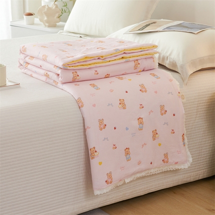 91家纺网 家纺一手货源 找家纺 （总）瑞米家居 2025新款A类全棉双层纱印花夏被