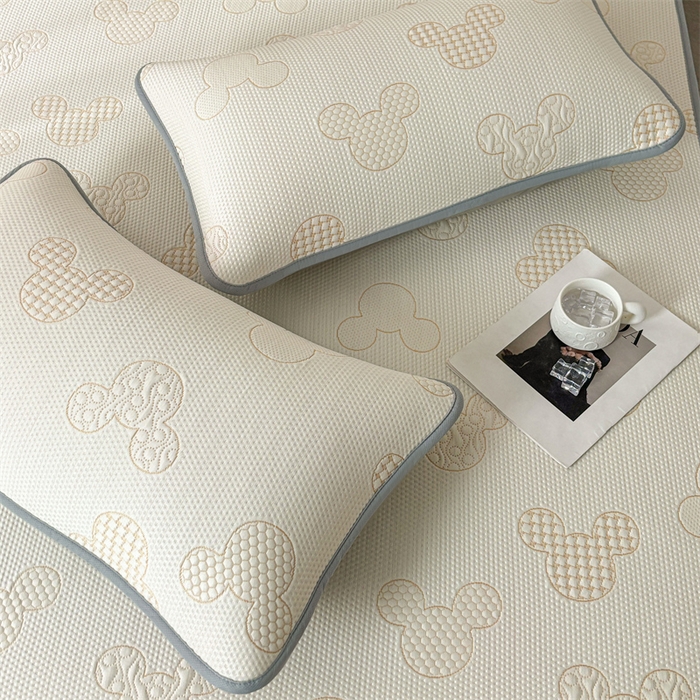 91家纺网 家纺一手货源 找家纺 雯豆家纺 2025新款PE凉感提花冰丝床笠三件套全包中分子床罩床垫保护套 米奇宝-床笠款