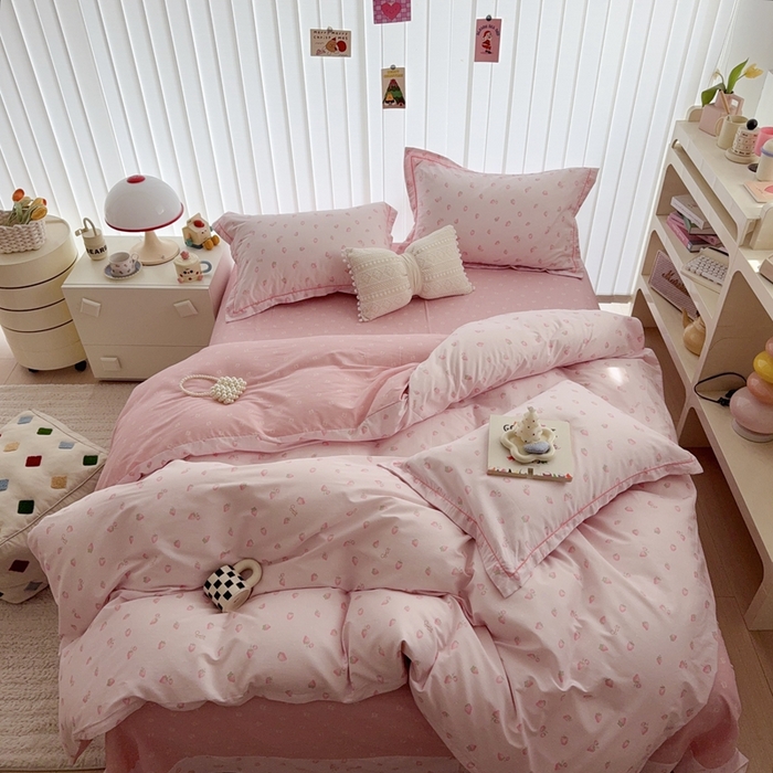 91家纺网 家纺一手货源 找家纺 于果 2025新款全棉13370四件套 草莓芝士