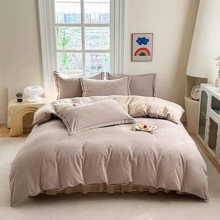 91家纺网 家纺一手货源 找家纺 （总）金窝窝家纺 2025新款全棉色织水洗棉床盖四件套