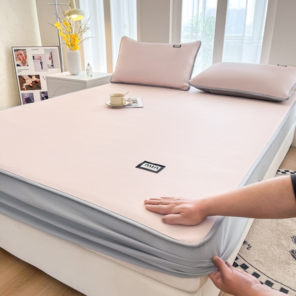 子曰 2025新款A类高分子PE小清新凉感席系列-床笠款 小清新-粉