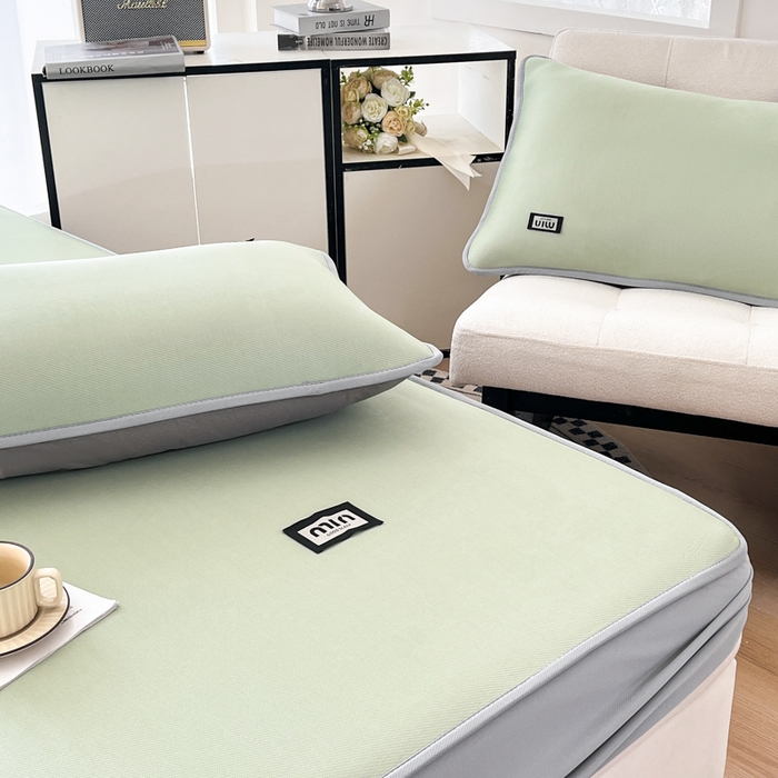 91家纺网 家纺一手货源 找家纺 子曰 2025新款A类高分子PE小清新凉感席系列-床笠款 小清新-绿