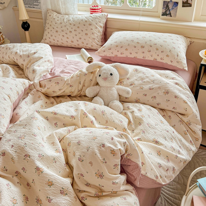 91家纺网 家纺一手货源 找家纺 一比一 2026新款云感皱皱双层纱四件套-简单款 梦境