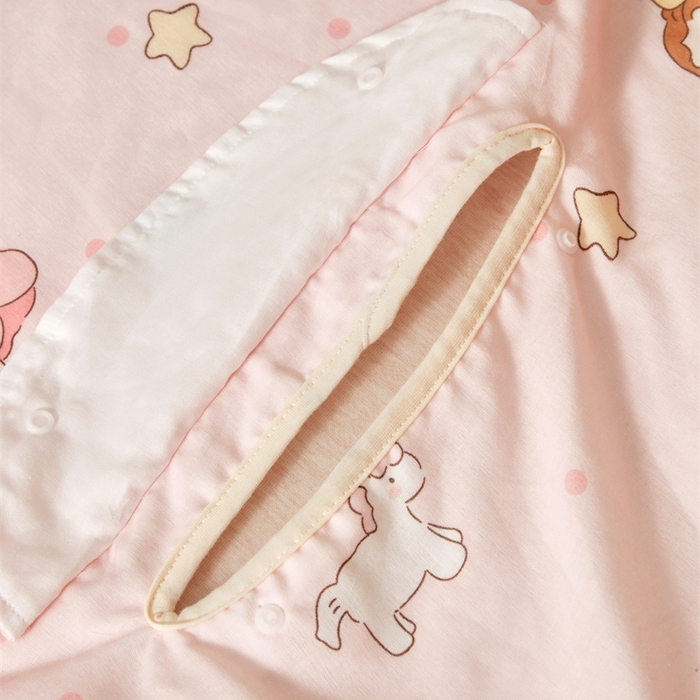 91家纺网 家纺一手货源 找家纺 艾佳宝贝 2025A类全棉纱布护肚防踢睡袋多功能盖毯宝宝夏被 甜甜小公主