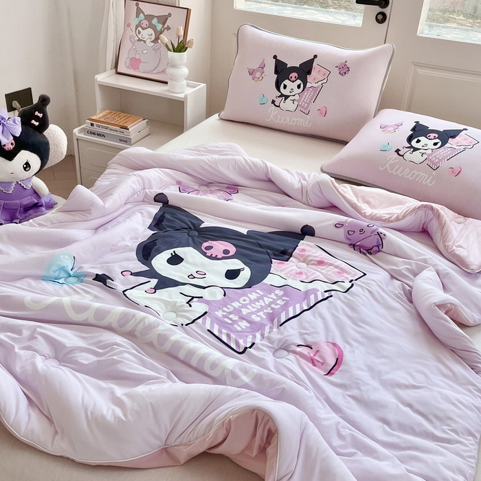 91家纺网 家纺一手货源 找家纺 蘭菲家纺 2025新款三丽鸥卡通印花夏被 巧克力