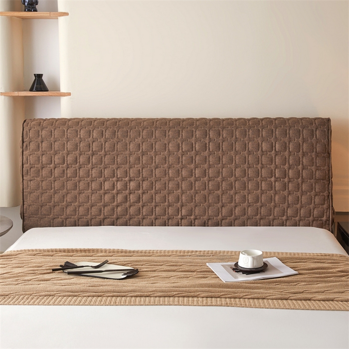 91家纺网 家纺一手货源 找家纺 情恒家纺 2025新款麻布全包床头罩 麻布-深驼色