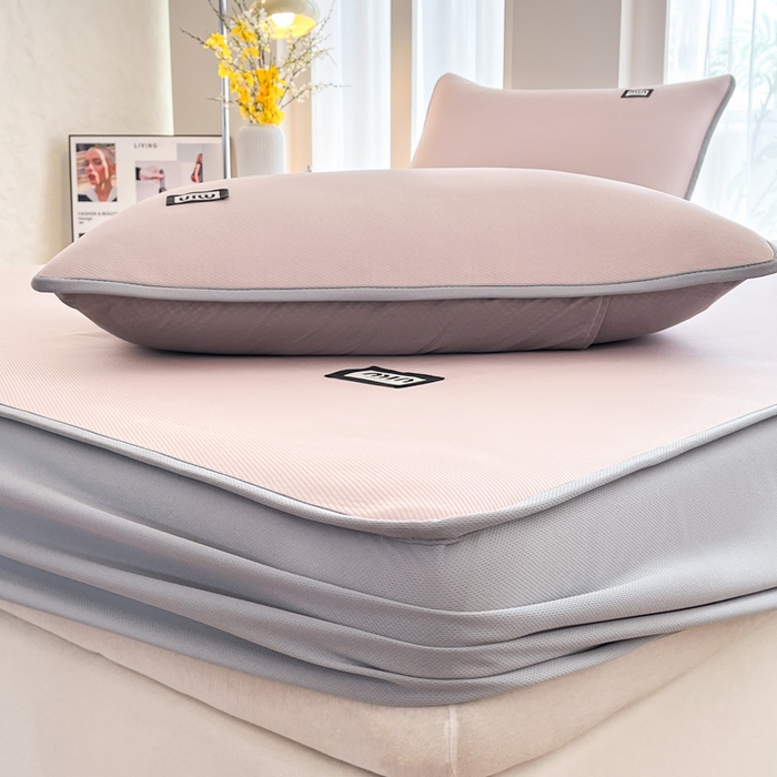 91家纺网 家纺一手货源 找家纺 子曰 2025新款A类高分子PE小清新凉感席系列-床笠款 小清新-粉