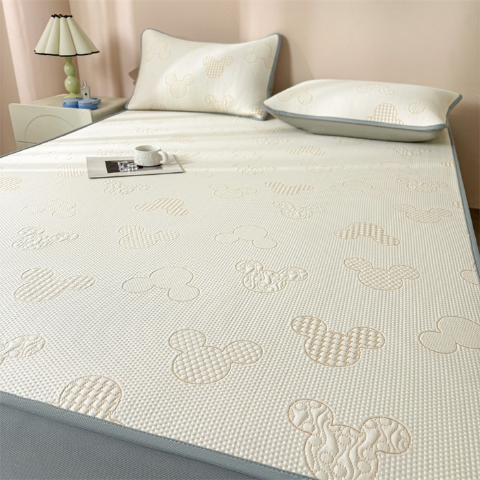 91家纺网 家纺一手货源 找家纺 （总）雯豆家纺 2025新款PE凉感提花冰丝床笠三件套全包中分子床罩床垫保护套