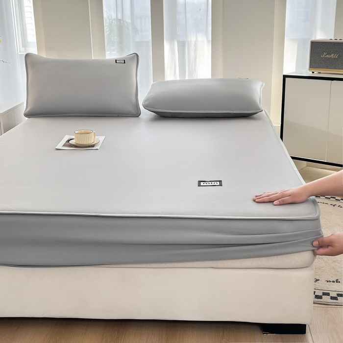 91家纺网 家纺一手货源 找家纺 子曰 2025新款A类高分子PE小清新凉感席系列-床笠款 小清新-灰