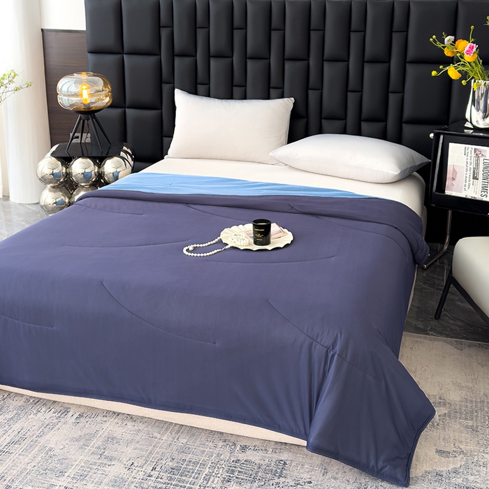 91家纺网 家纺一手货源 找家纺 星巴k家纺 2025新款亚朵同款凉感丝夏被夏凉被空调被自在眠自然醒 夏夜深蓝