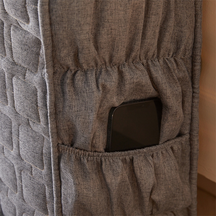 91家纺网 家纺一手货源 找家纺 情恒家纺 2025新款麻布全包床头罩 麻布-山黛灰