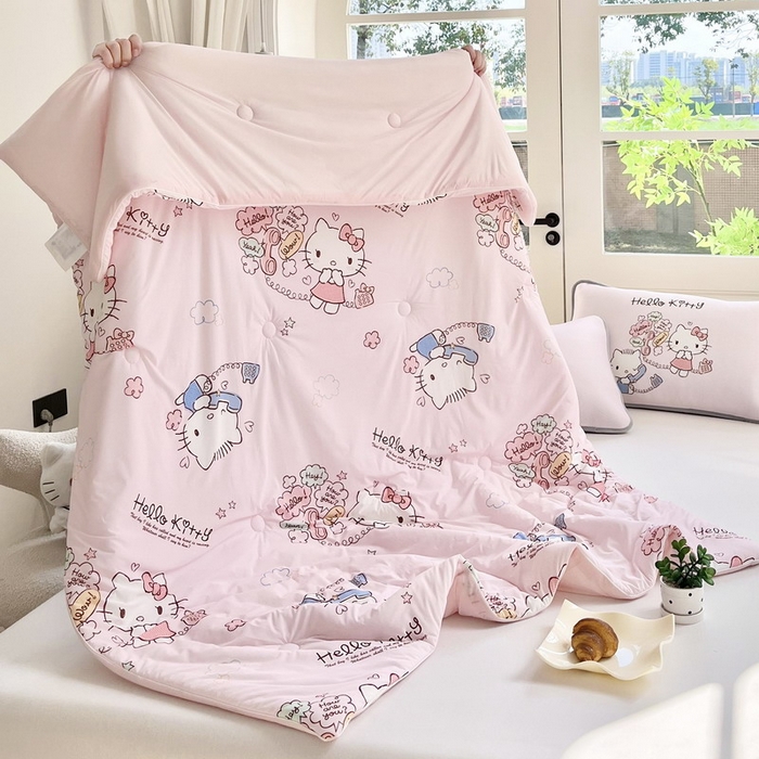 91家纺网 家纺一手货源 找家纺 蘭菲家纺 2025新款三丽鸥卡通印花夏被 8分甜